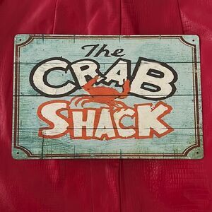 “The CRAB SHACK” Tin Metal Sea Green White Orange Restaurant Rustic Decor Sign